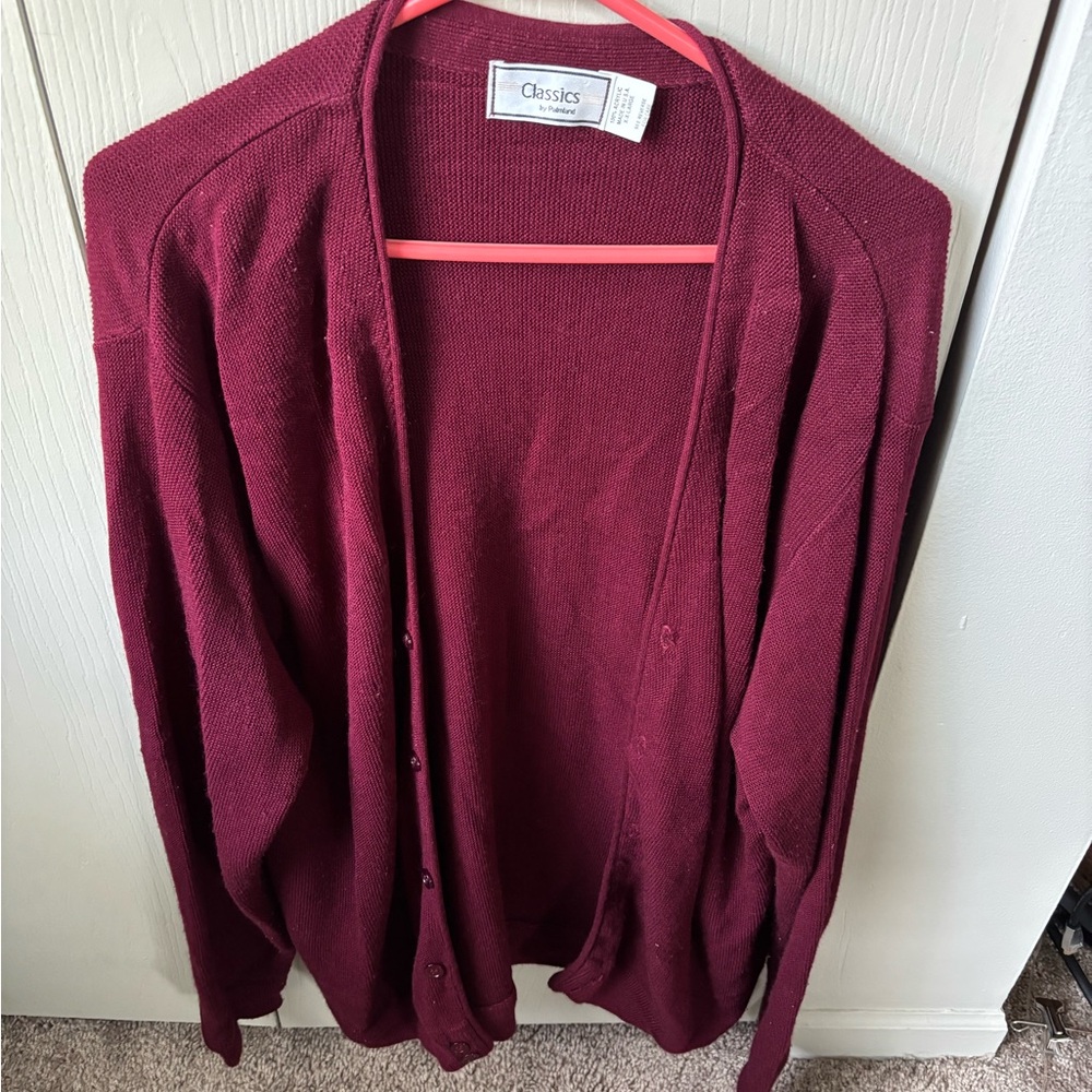 Classic Women's Deep Red Cardigan